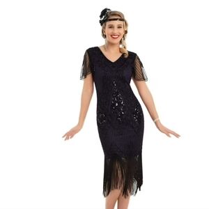 Pretty Guide  Flapper 1920s dress. NWT. BLUE/BLACK. SZ XXXL(20)